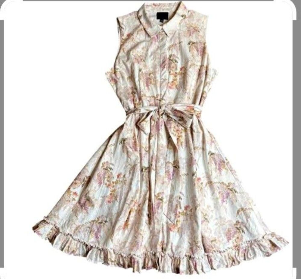 Alex Marie Linen Blend Hidden Button Up Shirt Dress Women's Size 10